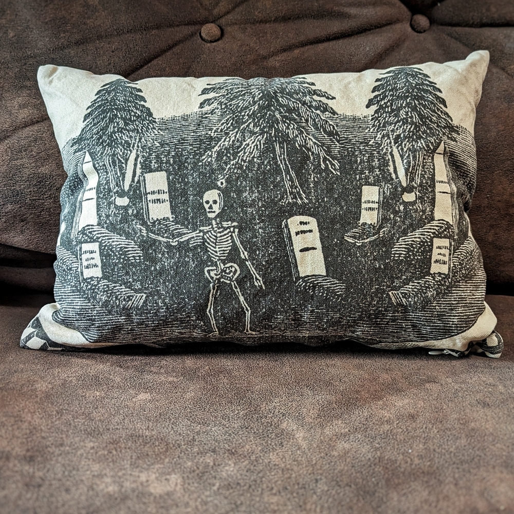 Threshold Black and Cream Skeleton Holiday Pillow